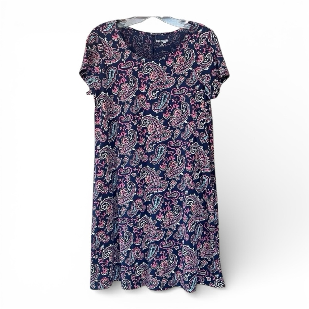 Paisley T-Shirt Dress Kim Rogers Blue Sz MP $5 ADD ON with $15+ Bundle